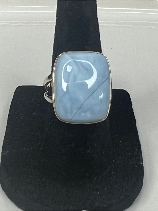 Source Unknown Jewelry - Sterling Silver Owyhee Blue Opal Cushion Statement Ring Size 6